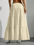 Women's Solid Color Tie Front Loose Skirt, Boho Bohemian Fashion Casual Maxi Long Skirt for Daily Wear, Holidays and Vacations, Summer Ladies Bottoms