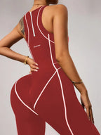 Women's Seamless High Elastic Yoga Jumpsuit, Back Zipper, Breathable Sportswear, Suitable for All Seasons, Ideal for Gym, Running, Yoga, Sporty Jumpsuit