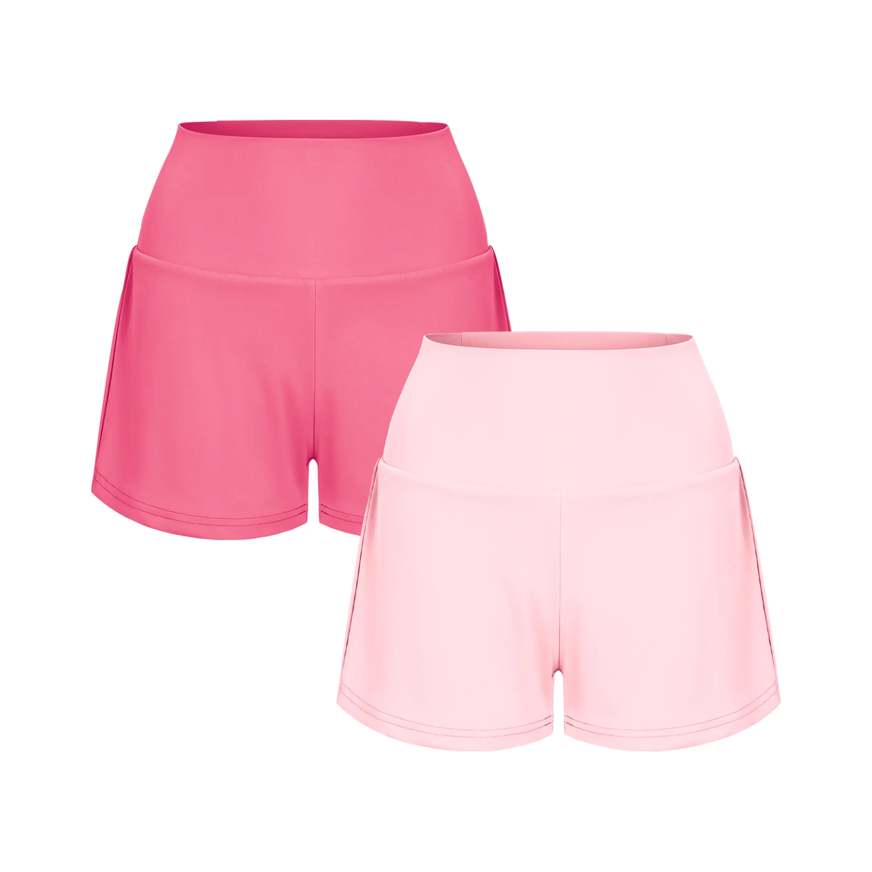 2-Piece Super High Waisted Back Pocket & Side Hidden Pocket 2-in-1 Yoga Shorts 3" Set