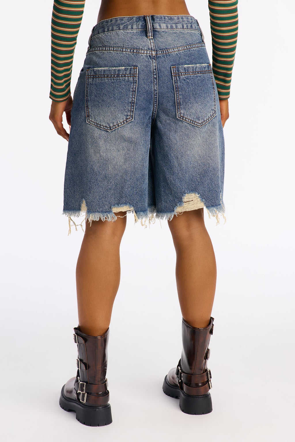 A World Tour Ripped Denim Shorts - Vintage Wash