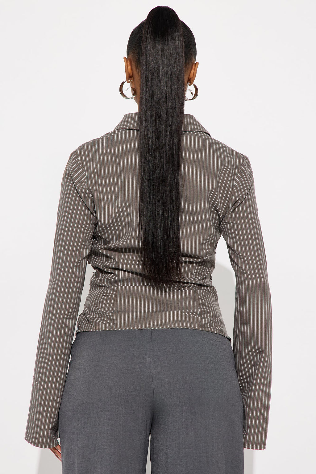 Modern Girl Ruched Pinstripe Top - Blue/combo