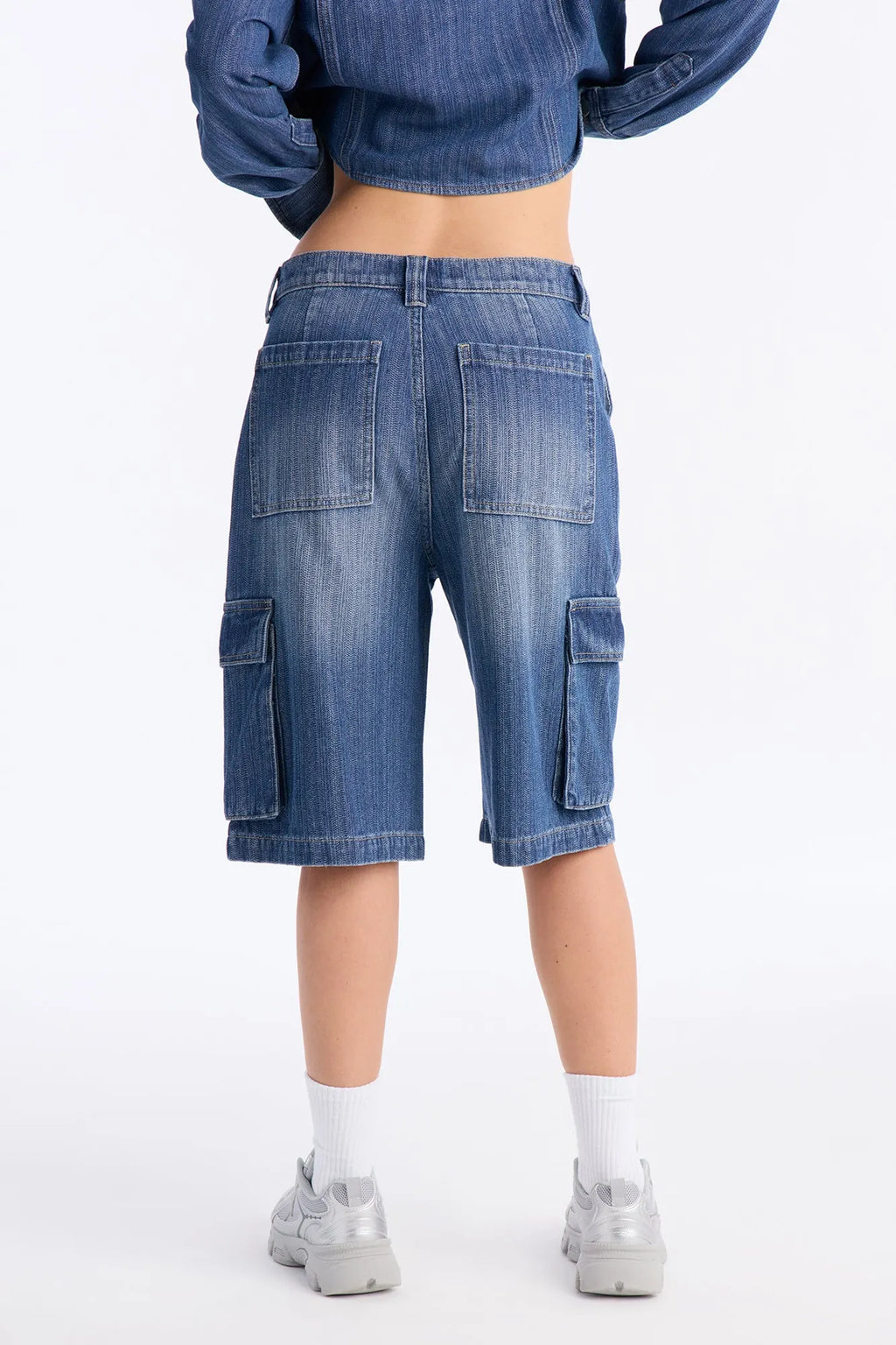 Lyon Cargo Denim Jorts - Medium Wash