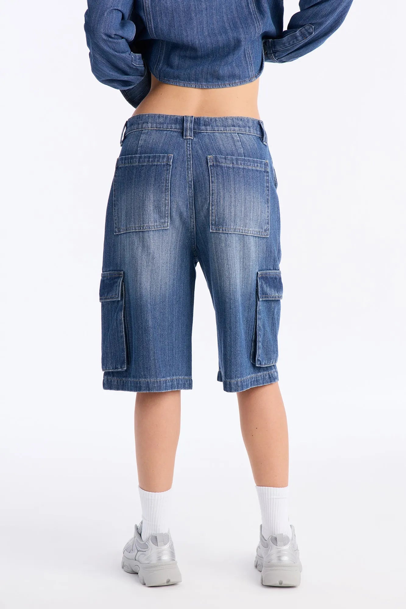 Lyon Cargo Denim Jorts - Medium Wash