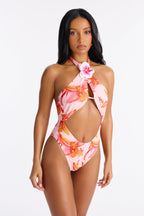Aurora Orchid 1 Piece Swimsuit & Cover Up Skirt Set - Pink/combo