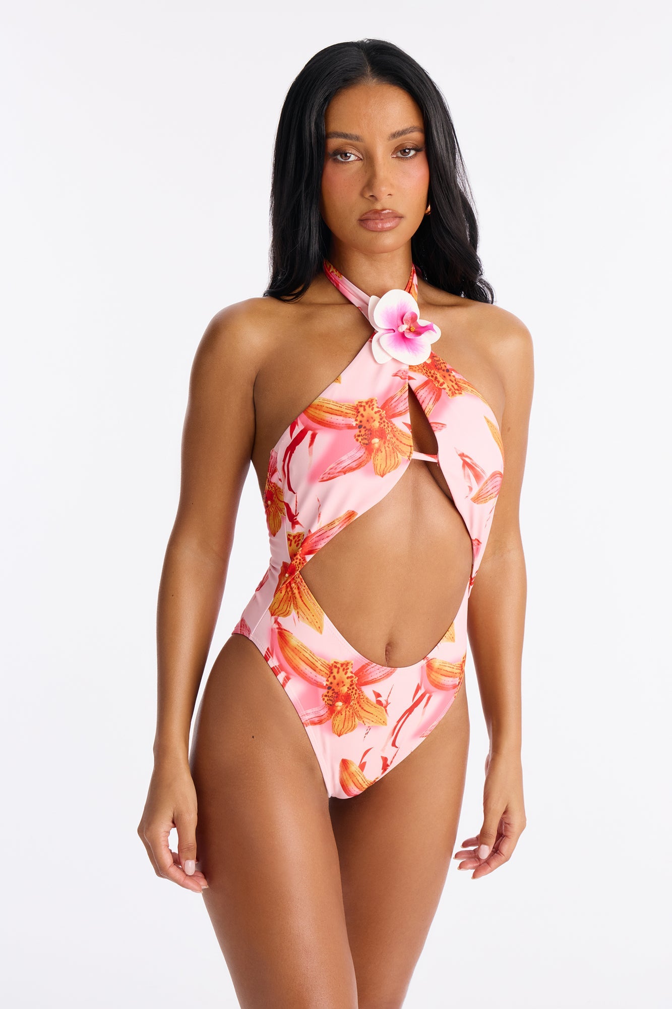 Aurora Orchid 1 Piece Swimsuit & Cover Up Skirt Set - Pink/combo