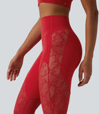 UltraSculptTM High Waisted Tummy Control Contrast Lace Yoga Flare Leggings with Pocket