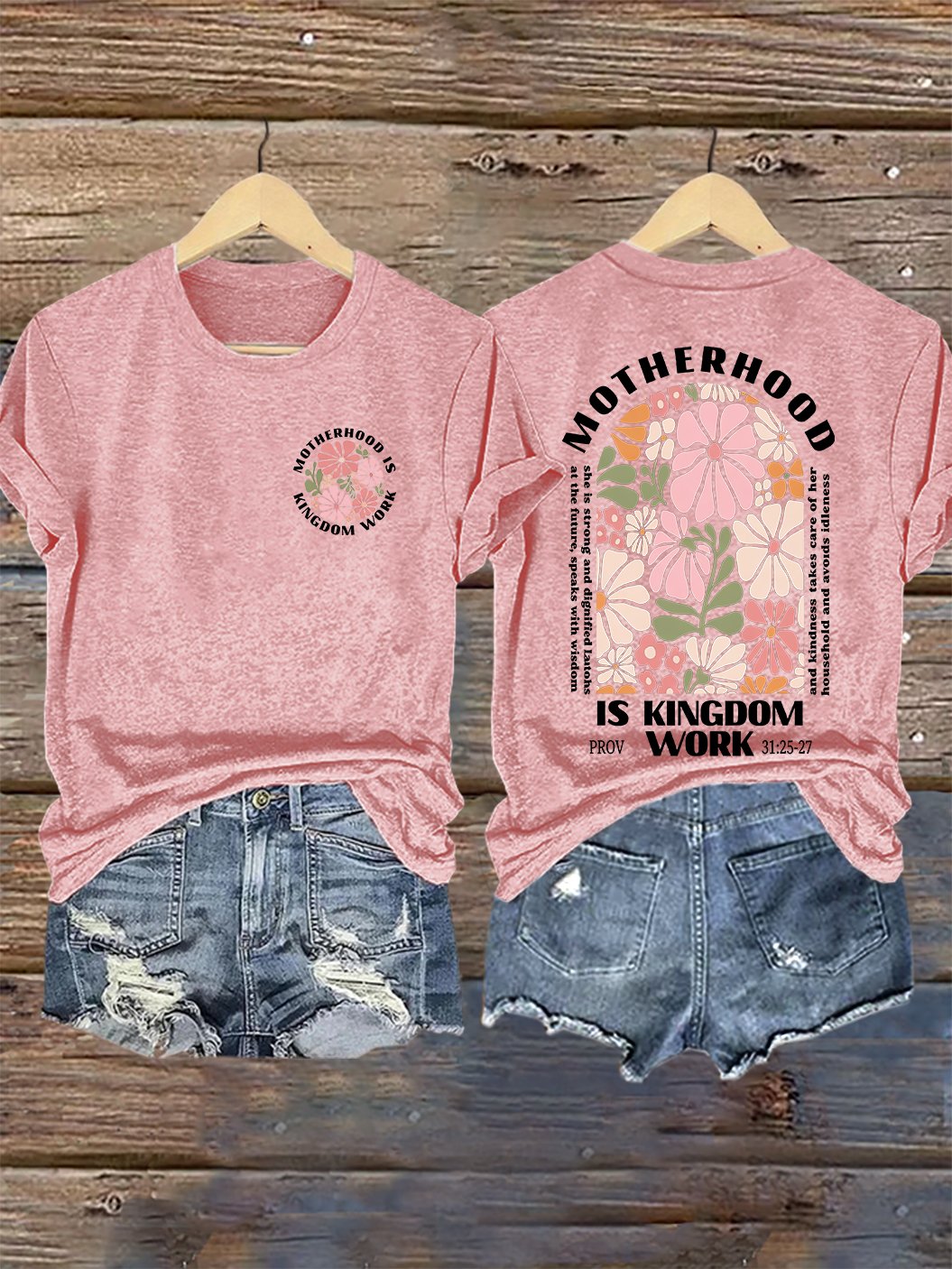 Women's Casual Motherhood Is Kingdom Work Print Short-Sleeve T-Shirt
