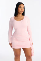 Melina Ruched Draped Mini Dress - Black