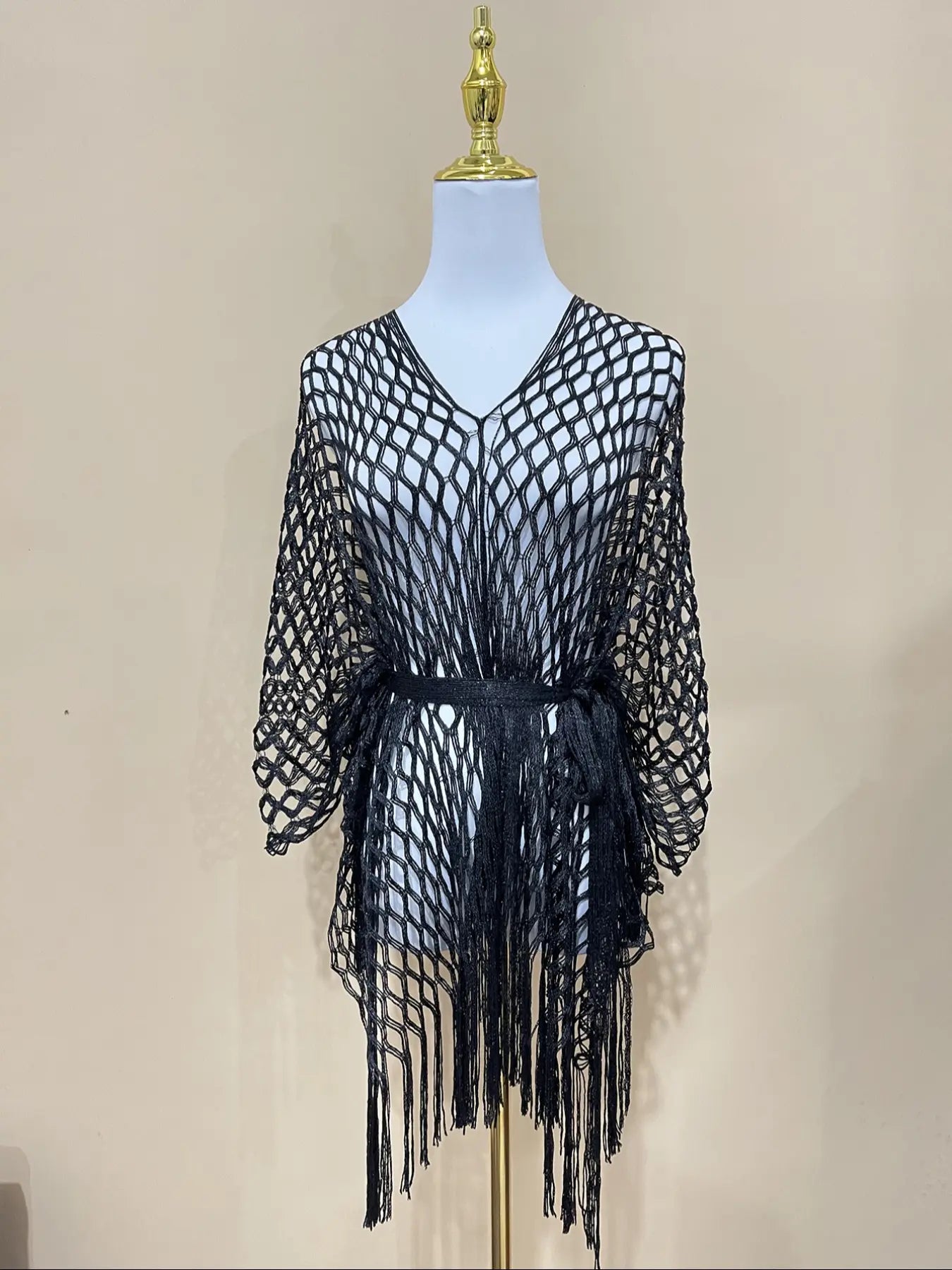 Women's Solid Color Fringe Trim Shawl & Chain Decor Poncho Set, Casual Fashionable Scarf & Cape Set for Daily Wear, Fashion Accessories for Women
