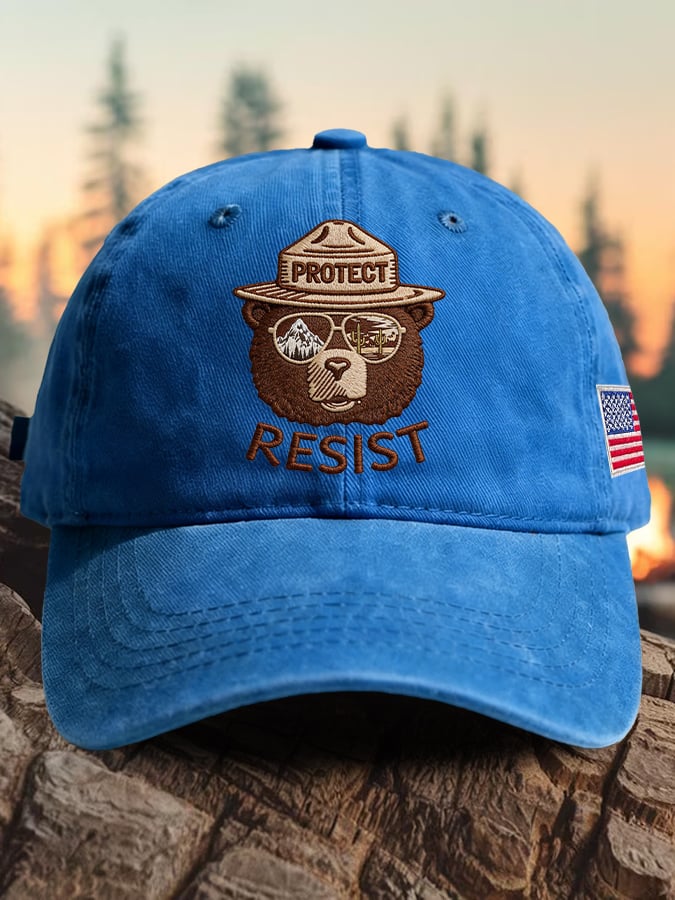 Retro Protect And Resist Print Baseball Cap