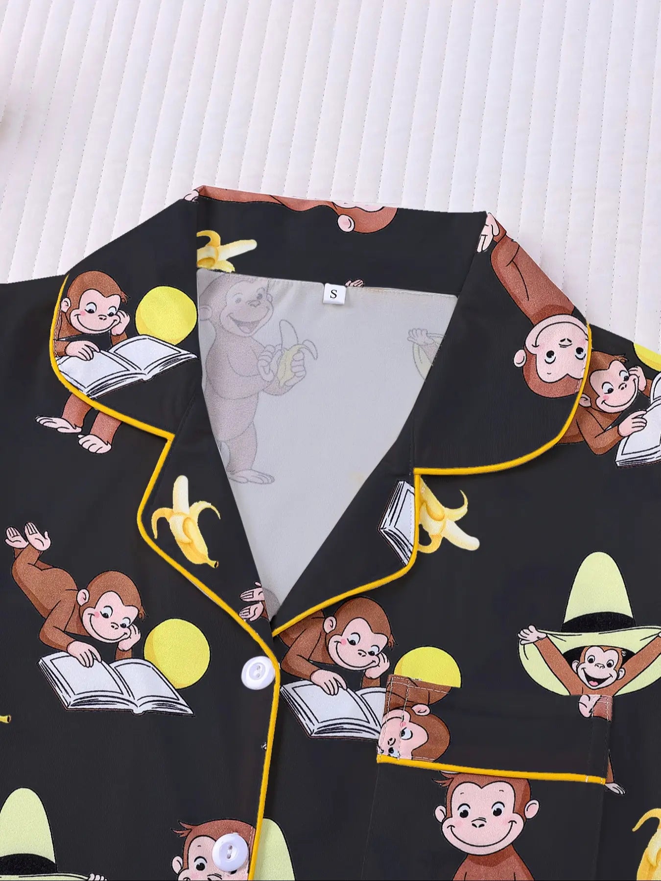 Women's Monkey Banana Print Pajama Set Pyjamas Pjs