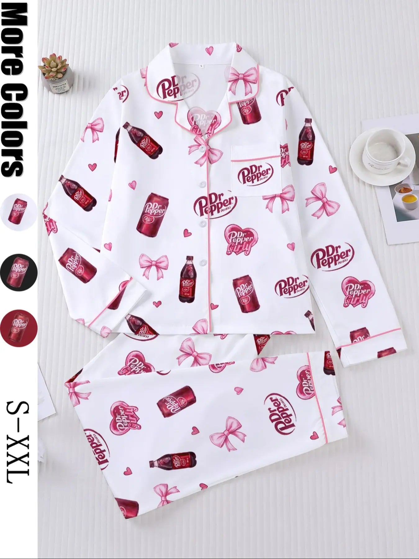 Women's Heart-shaped drink bottle Sleepwear Set