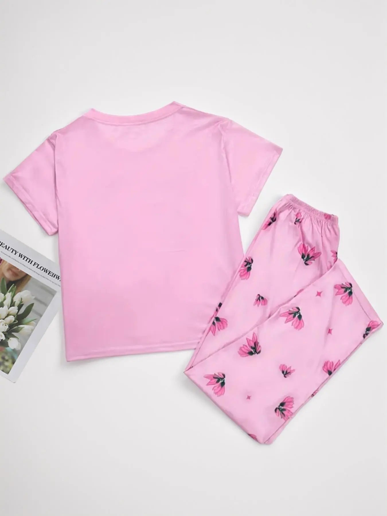 6 Counts Women's Heart & Butterfly Print Pyjama Set