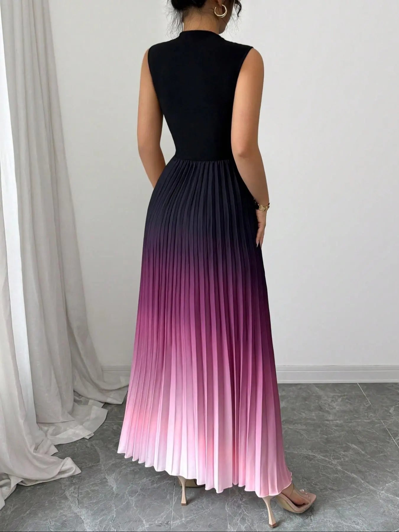 Women's Ombre Print Tank Dress, Elegant Sleeveless Dress for Party, Ladies' Clothes for All Seasons, Formal Dresses, Elegant Classy Flattering