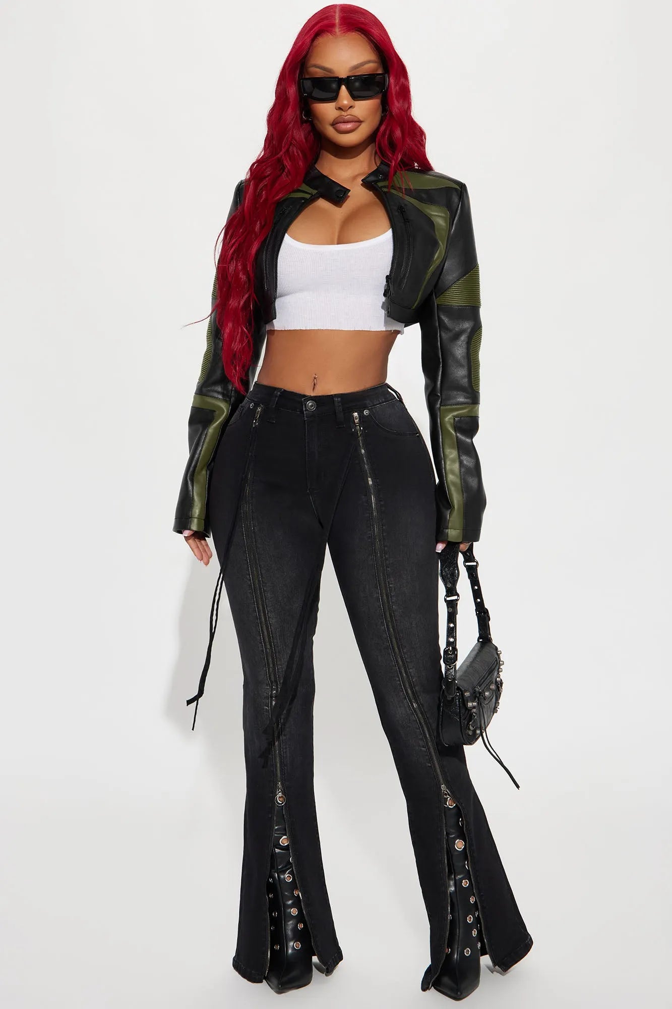 Not Like The Rest Faux Leather Moto Jacket - Black/Red