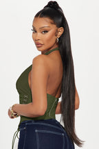 Alexis Lace Up Halter Top - Black