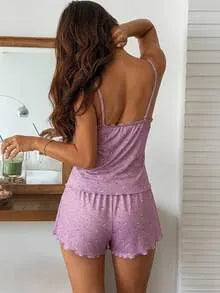 DAZY Women's Ditsy Floral Camisole And Shorts Pajama Set Summer