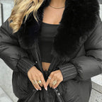 Stylish quilted jacket with faux fur collar