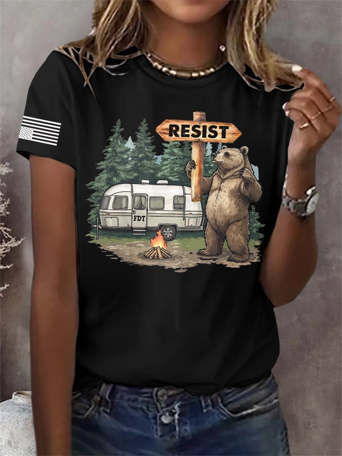 Retro Resist Save The Forest Service Print T-Shirt