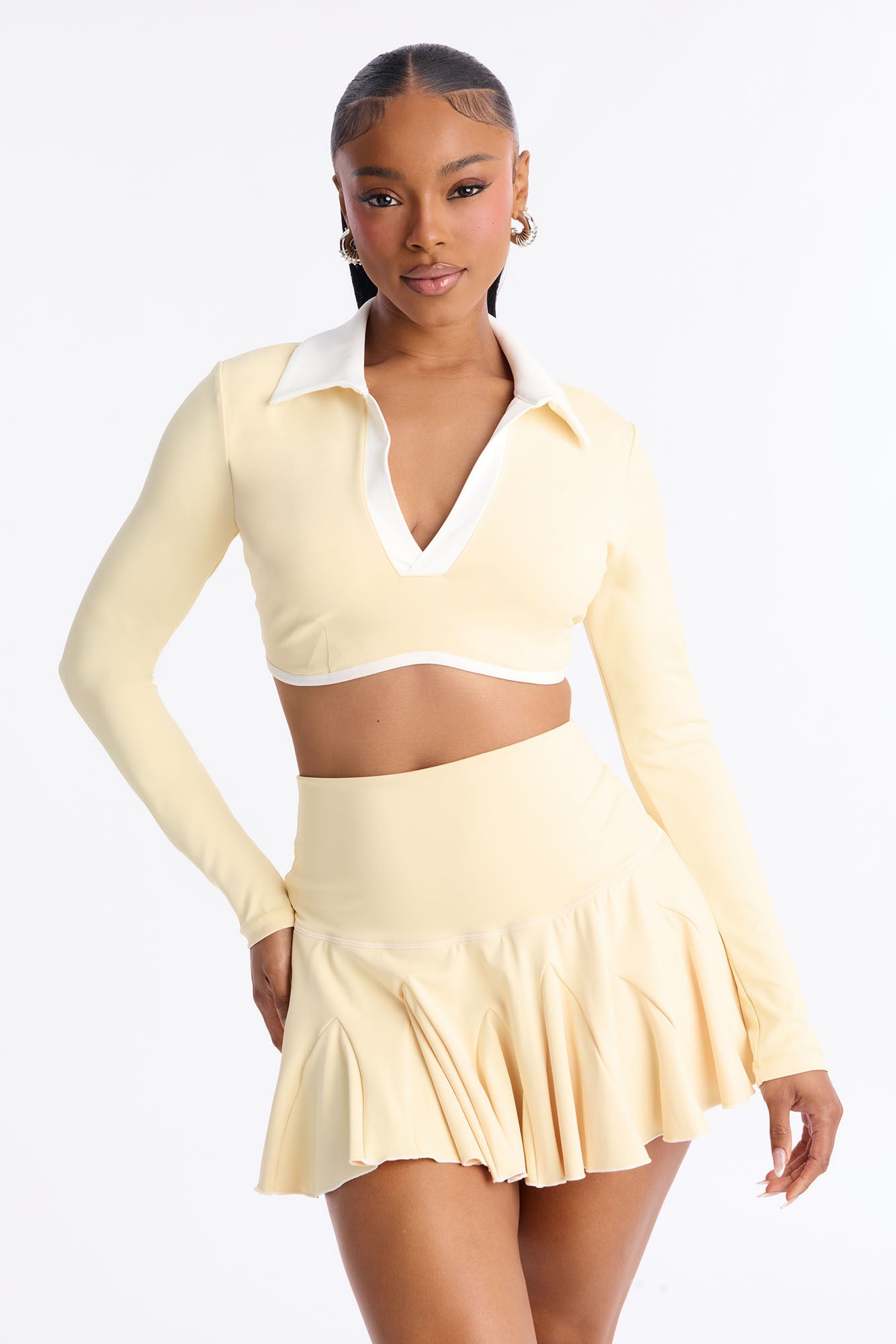 Betsy Pleated Mini Skirt Set - Black