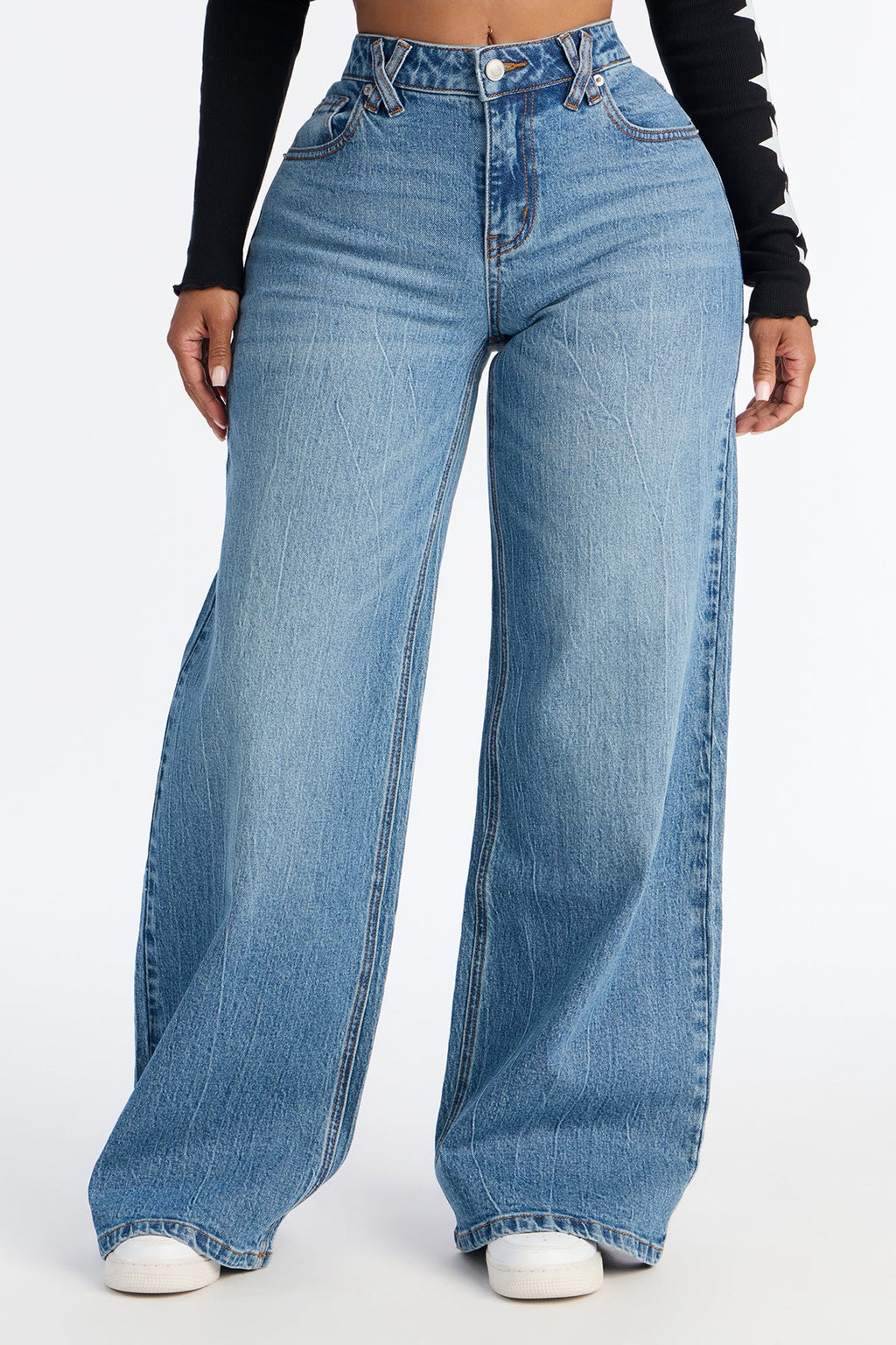 Sweetheart Stretch Wide Leg Jeans - Medium Wash