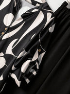 2pcs Women Contrast Color Print Shirt And Pants Set Old Money Style Business Casual Woman Blouse Sets For Ladies Two Piece
