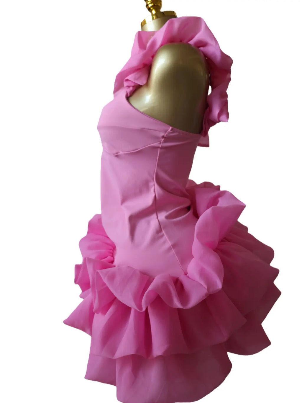 Women's Elegant Sleeveless Ruffled Hem U-Neck A-Line Mini Dress, Fashion Party Formal Evening Dress, Trendy Feminine Birthday Dress