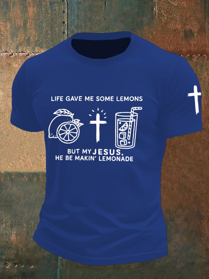 🔥Buy 3 Get 15% Off🔥Men's  Life Gave Me Some Lemons, But My Jesus Turned Them Into Lemonade Faith  Printed Shirt