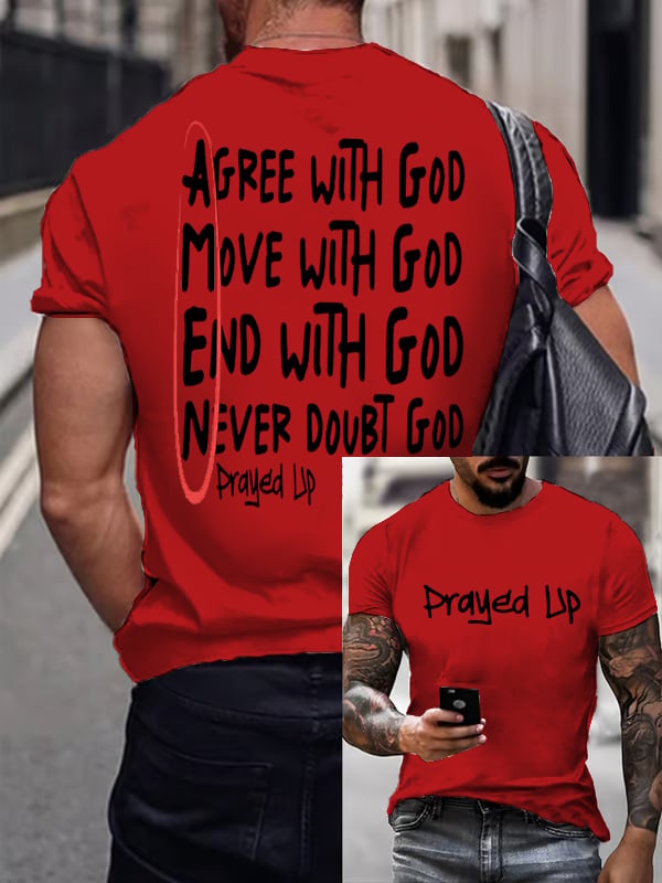 Men'S Casual "I Have Prayed And Been Ready To Face Anything" Faith Short Sleeve T-Shirt