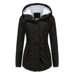 DGHM-JLMY 1/2 Pack Women's Windproof Waterproof Cotton Coats Fashion Warm Hooded Outerwear Solid Thick Fleece Jacket