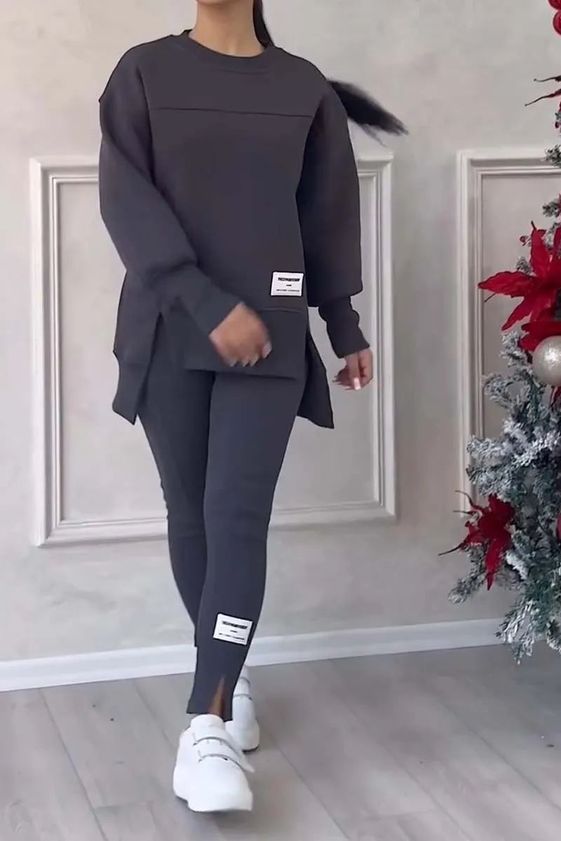 Ladies' Irregular Print Sweatshirt and Leggings Set