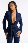 Born For This Stretch Denim Blazer - Rinse Blue Wash