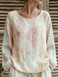 Women's Vintage Floral Breast Cancer Print Top