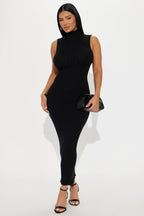 Warm Promises Ribbed Maxi Dress - Black