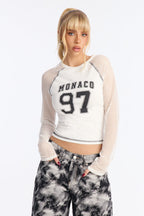 Monaco 97 Fishnet Baby Tee - White