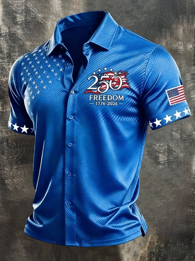 Men's Retro Independence Day Patriot Short-Sleeve Shirt