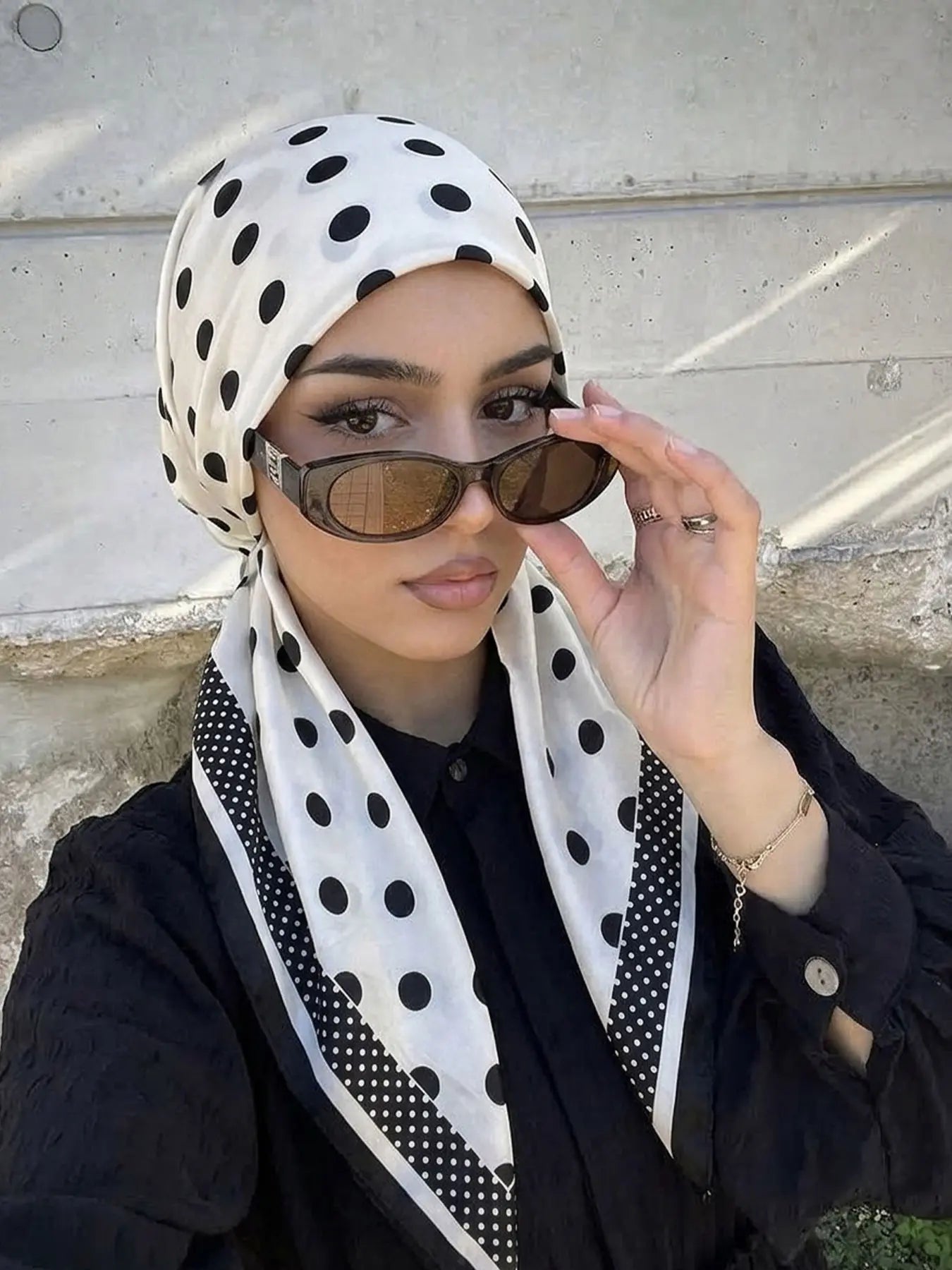 Women's Square Hijab Scarf - Color Block Print Turban