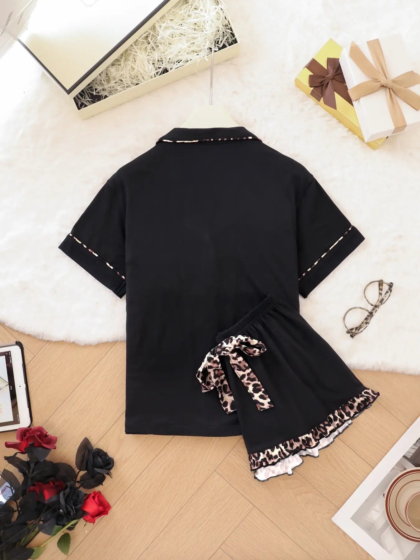 Women's Contrast Binding Pajama Two-piece Set