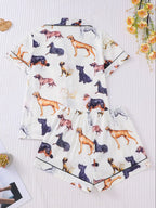 Women's All Over Dachshund Print Shirt & Elastic Waist Shorts Pyjama Two-piece Set