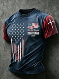 Men's Retro 250Th Anniversary American Faith Printed Casual T-shirt