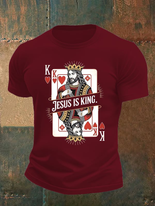 Men's  Jesus Is King Christian  Print T-Shirt