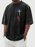 🔥Buy 3 Get 15% Off🔥Men's Vintage Flag Cross Print Cotton Washed T-Shirt