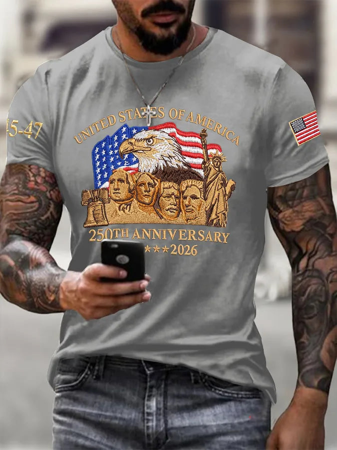 Men's Retro United States Of America 250th Anniversary Print T-Shirt