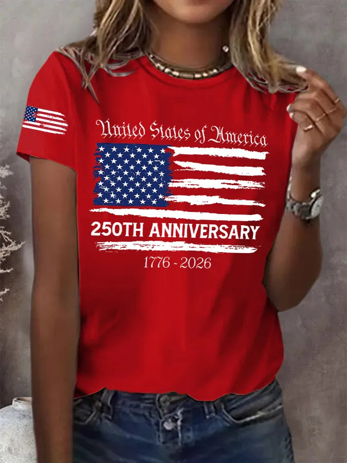 Retro 250th Anniversary 1776-2026 Print T-Shirt