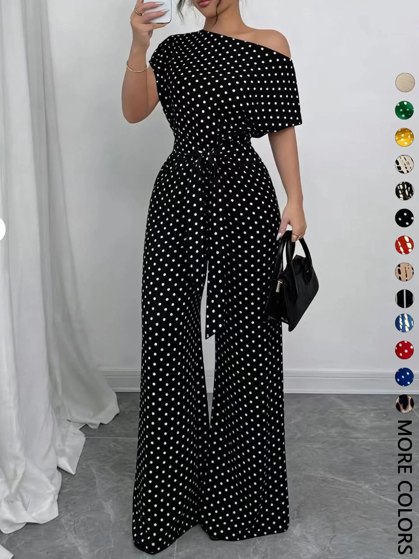 Women's All Over Print Tie Front Jumpsuit - Casual Style