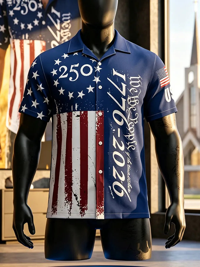 Men's America's 250th Anniversary Printed Casual Collar Shirt