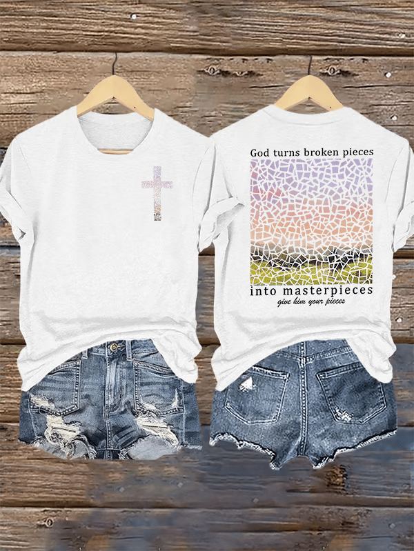 Women's  God Turns Broken Pieces Into Masterpieces Christian Tops Comfort Colors T-Shirt