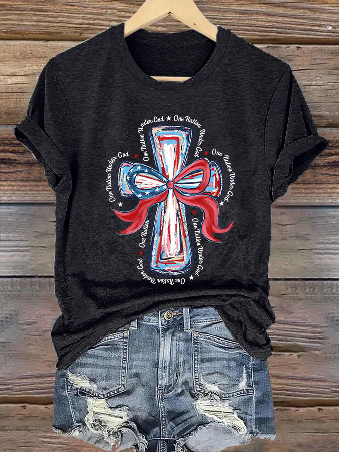 Women'S Casual One Nation Under God T-Shirt