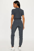 Full Shift Stretch Jogger Scrub Uniform Jumpsuit - Black