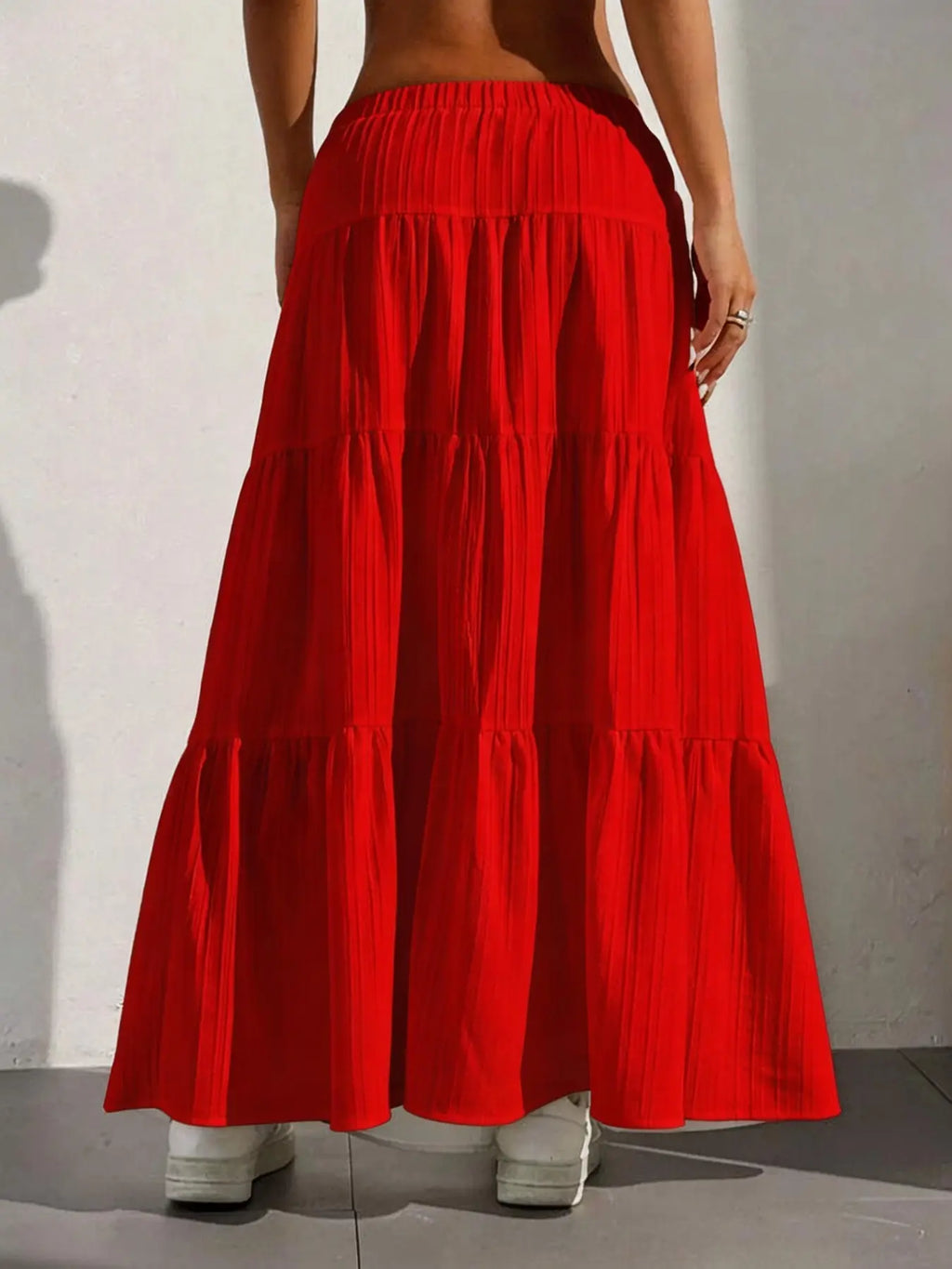Women's Solid Color Tie Front Loose Skirt, Boho Bohemian Fashion Casual Maxi Long Skirt for Daily Wear, Holidays and Vacations, Summer Ladies Bottoms